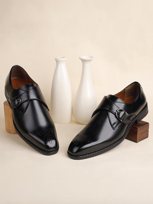 men solid slip on monk straps - 21747966 - Standard Image - 0