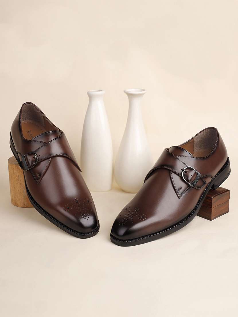 men solid slip on monk straps