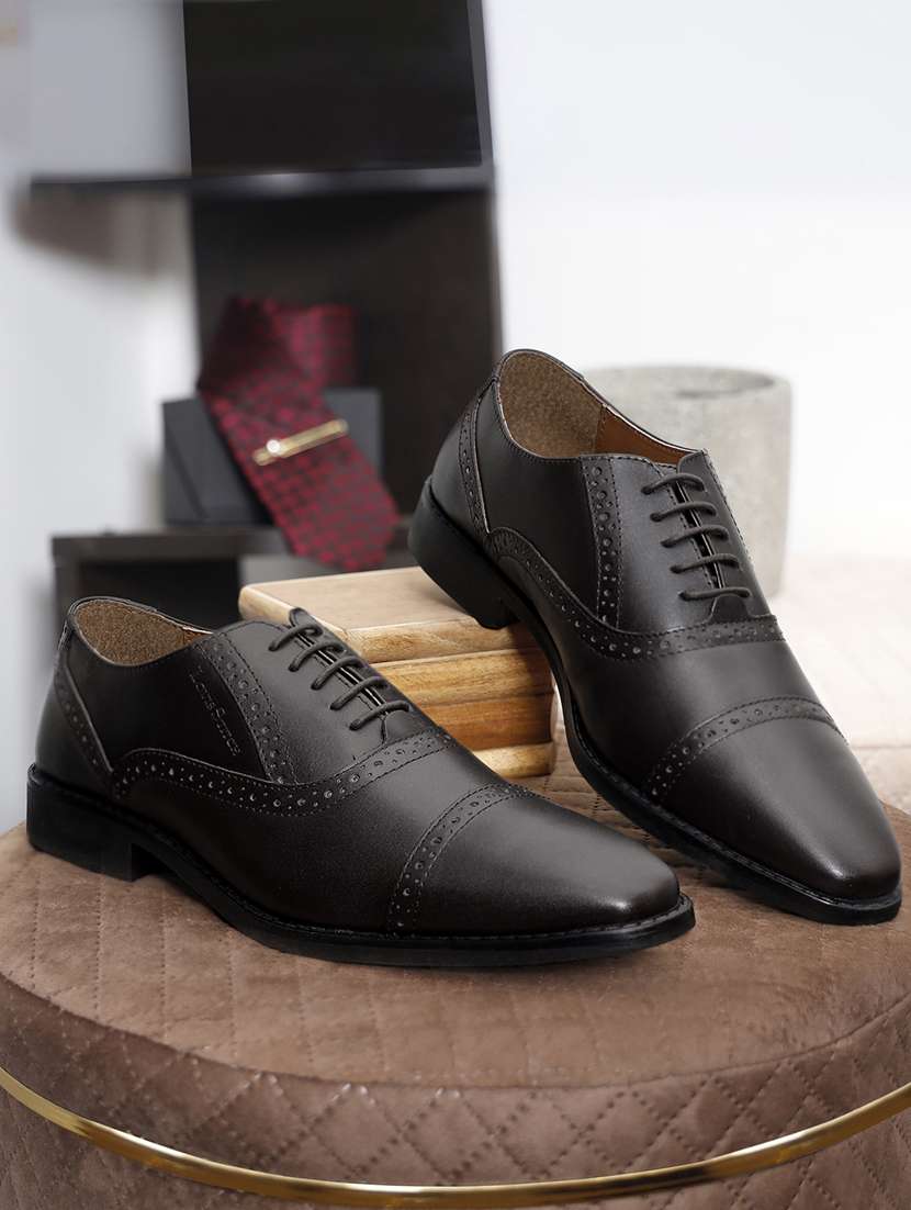 men solid lace up oxford shoes