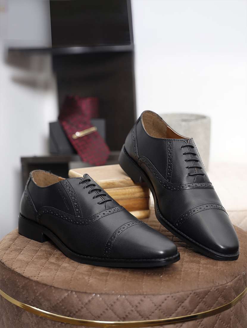 men solid lace up oxford shoes