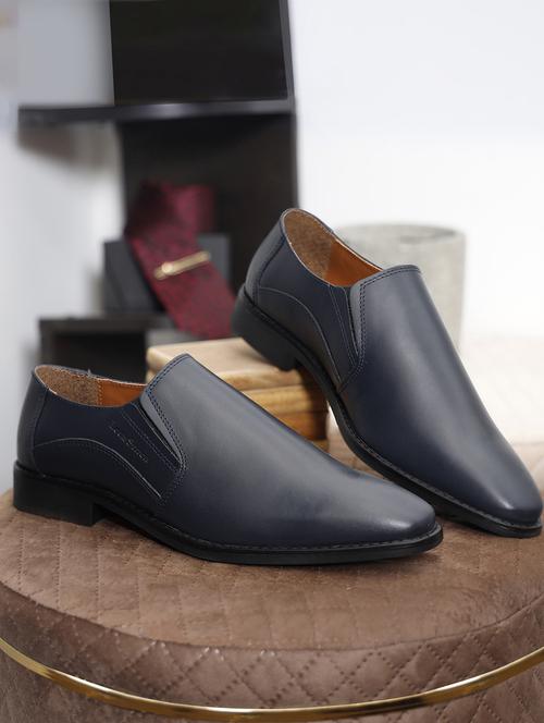 men solid formal slip on shoes - 21748005 - Standard Image - 0