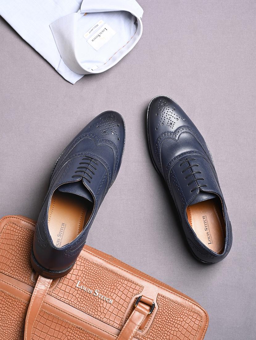men blue lace-up brouges - 21748012 - Zoom Image - 0