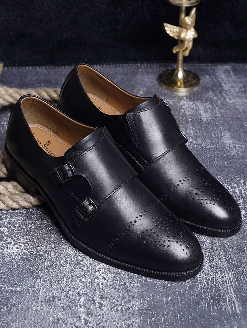 men solid slip on monk straps