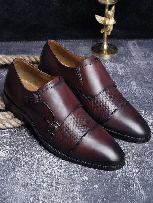 men solid slip on monk straps