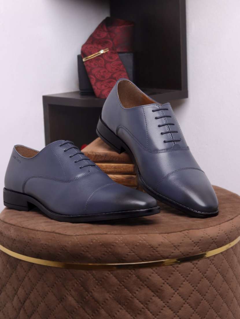 men solid lace-up oxfords