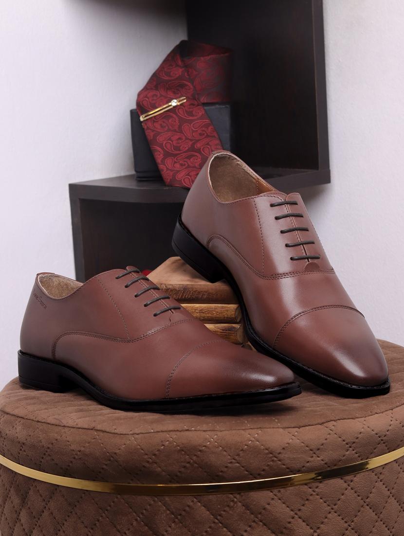 tan leather laceup derbies - 21748065 -  Zoom Image - 0