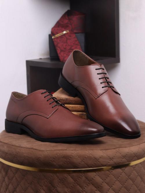 men solid lace-up derbies - 21748071 - Standard Image - 0