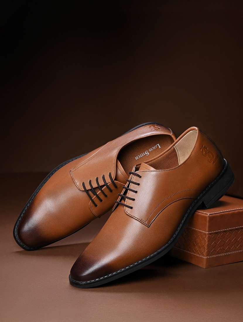 men solid lace-up derbies