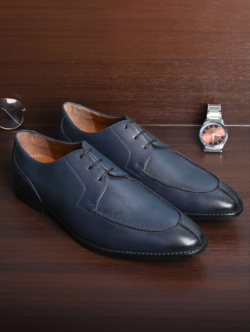 men solid lace-up derbies