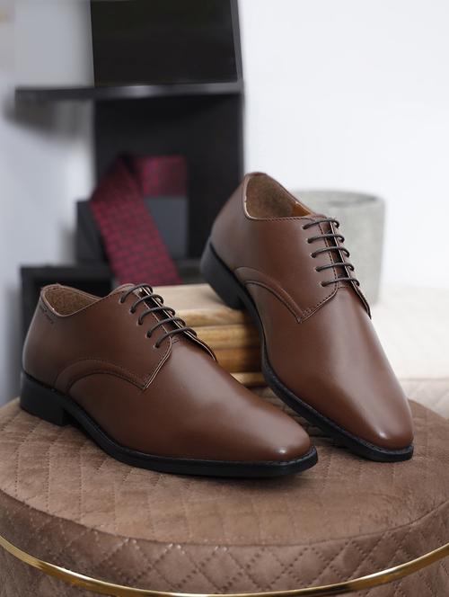 men solid lace-up derbys - 21748096 - Standard Image - 0