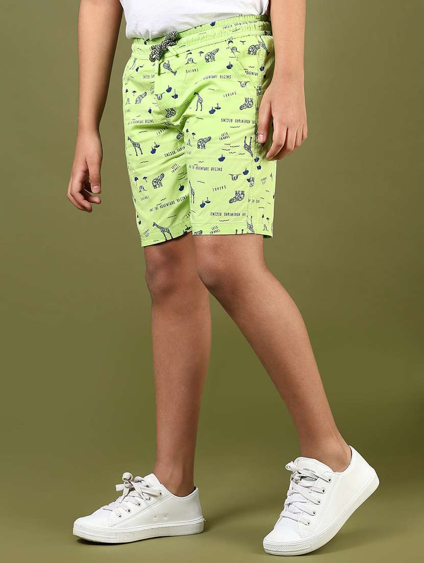 boys green printed mid rise shorts - 21748165 - Standard Image - 2