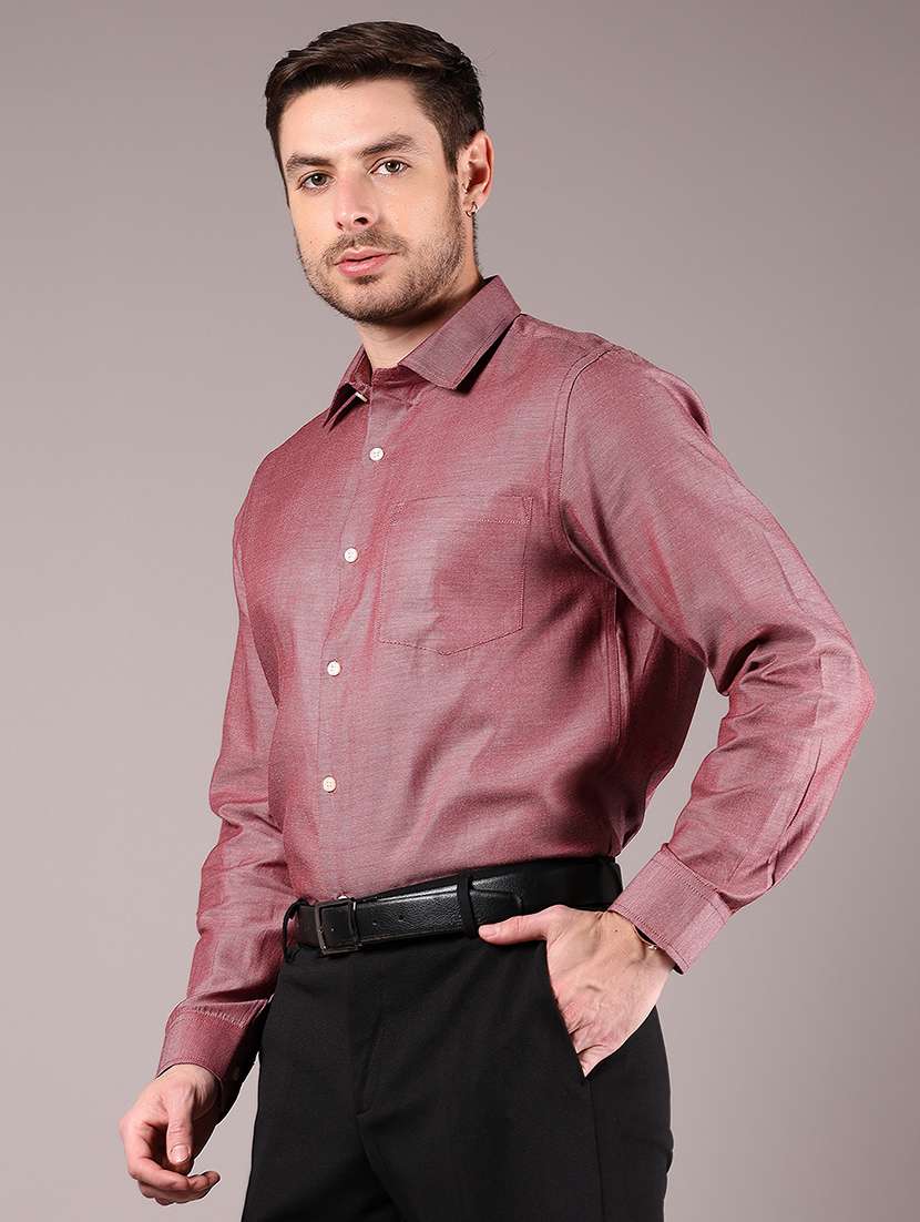 men solid collared long sleeve formal shirt - 21748170 - Standard Image - 2