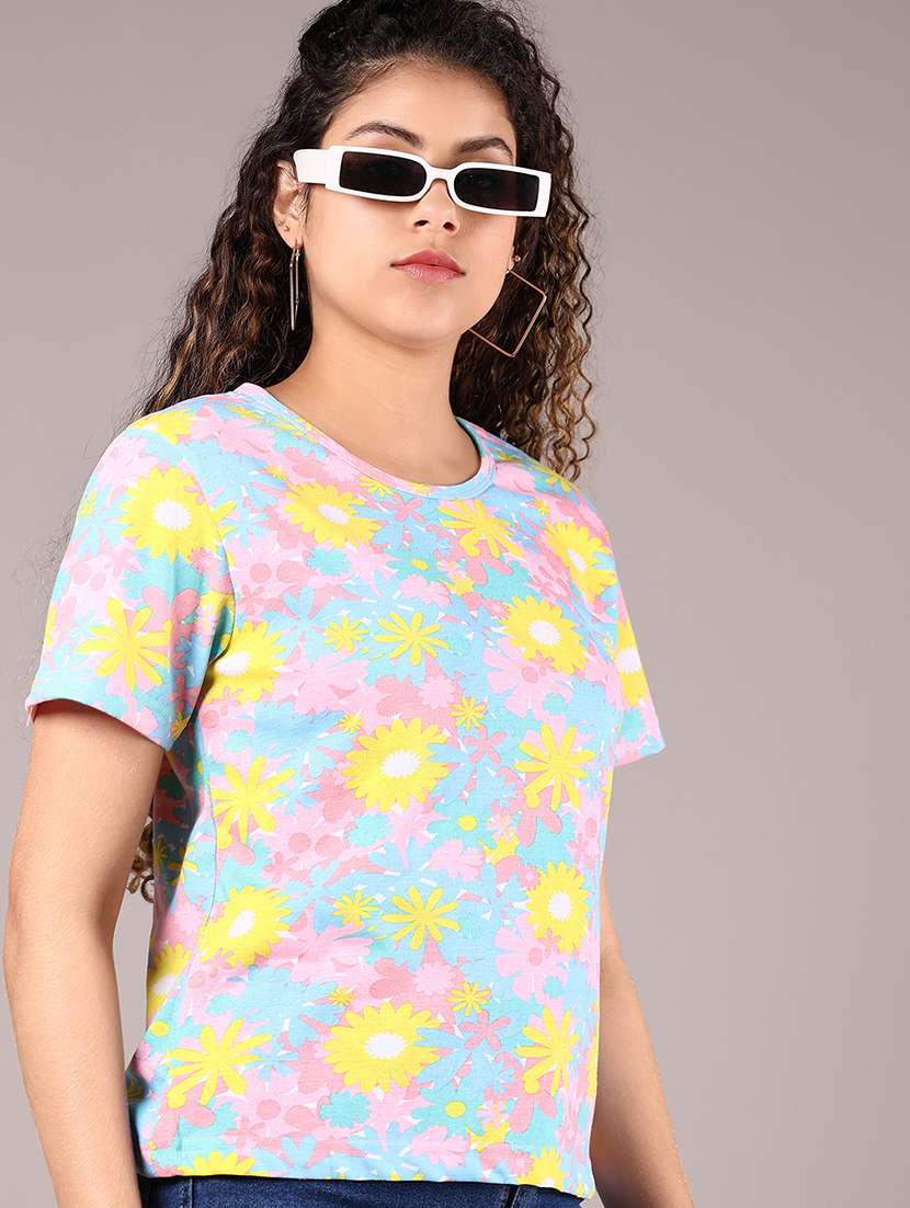 women printed short sleeve regular fit t-shirt