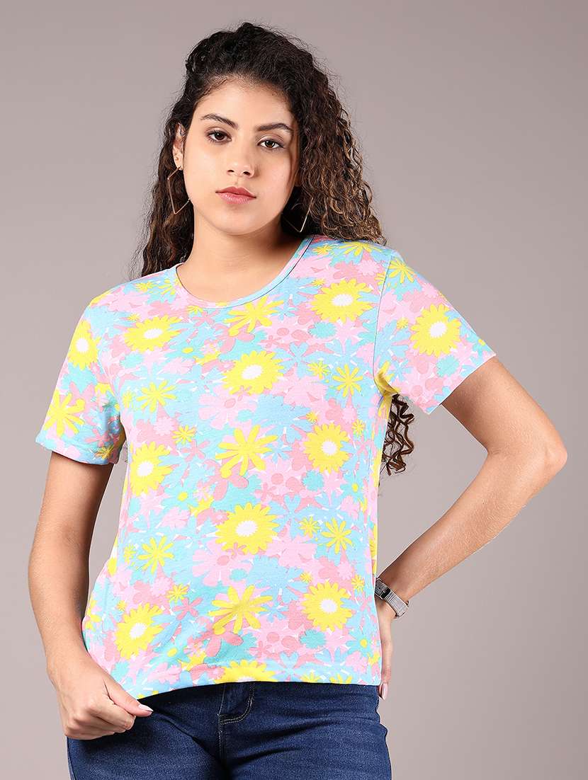 Women Printed Short Sleeve Regular Fit T-shirt - 21748176 -  Standard Image - 2