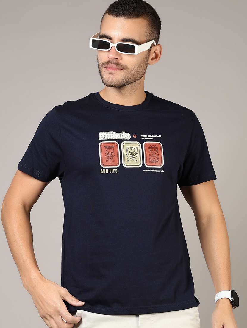 blue cotton back print tshirt