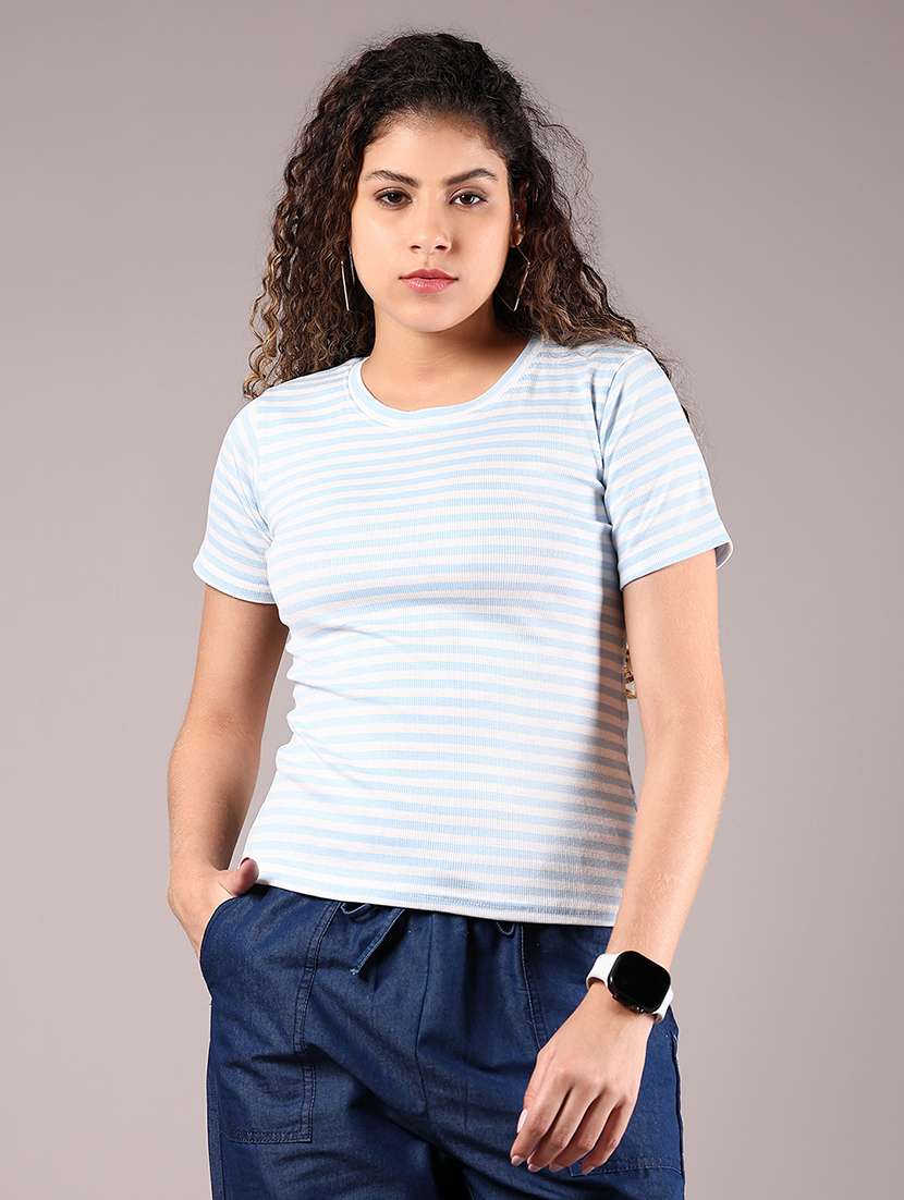 women striped short sleeve regular fit t-shirt - 21748192 -  Standard Image - 2