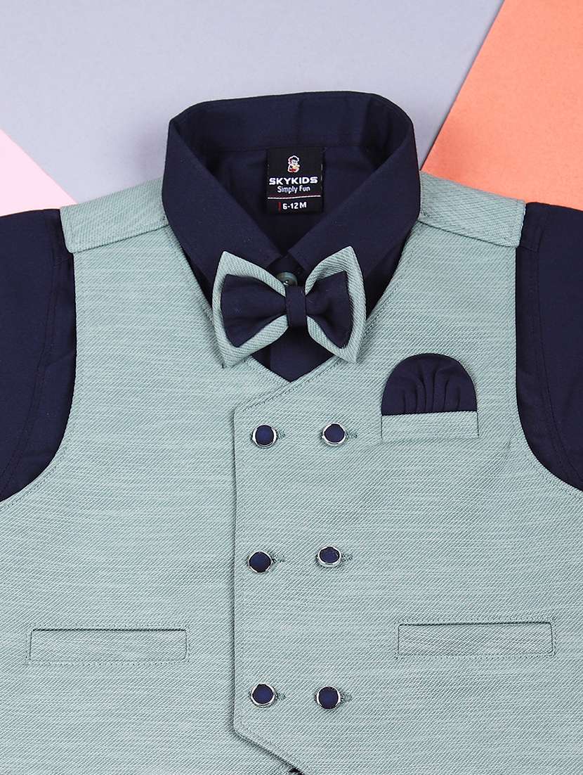 boys solid shirt and shorts with wasitcoat - 21748207 -  Standard Image - 2