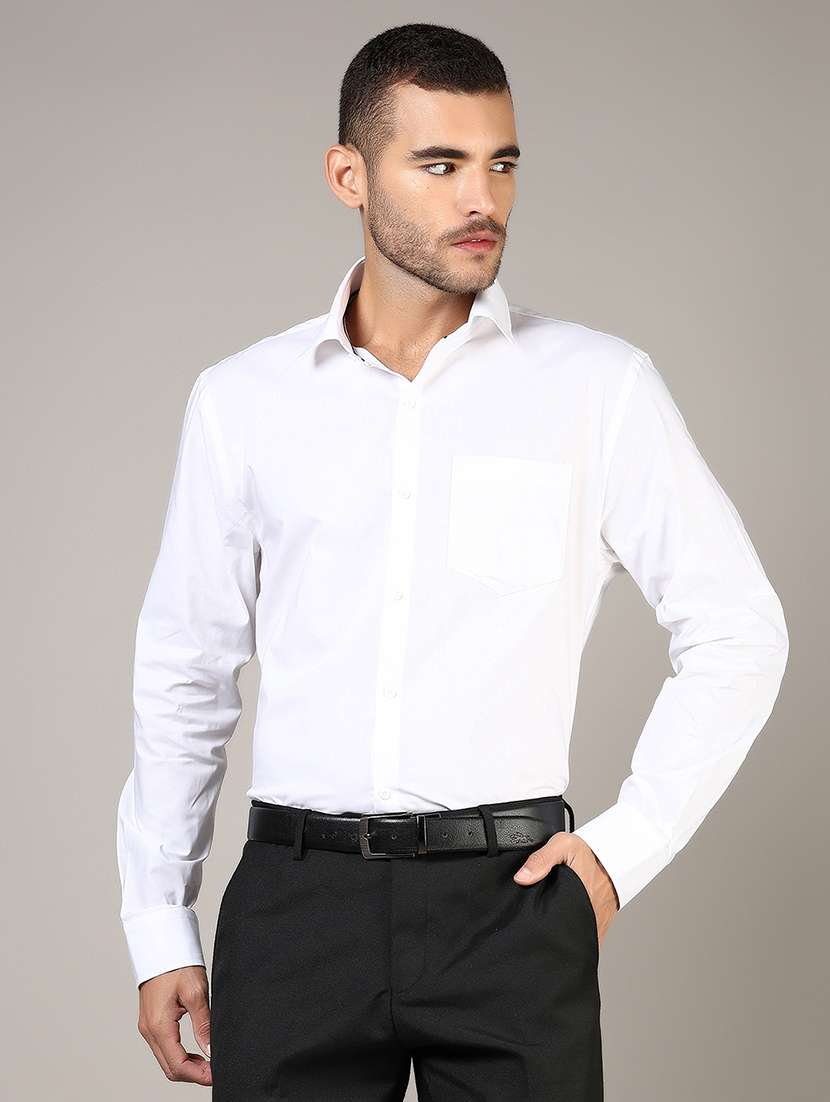 men solid long sleeve regular fit formal shirt