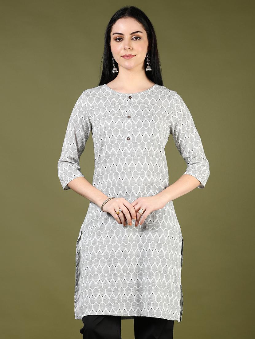 women printed three quarter sleeve straight kurta - 21748235 -  Zoom Image - 0