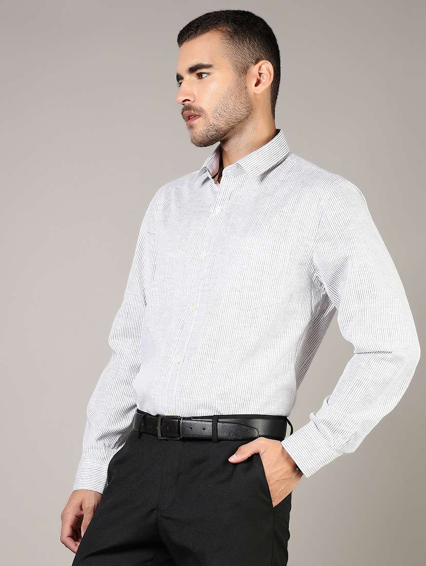 men striped long sleeve regular fit formal shirt - 21748238 - Standard Image - 2