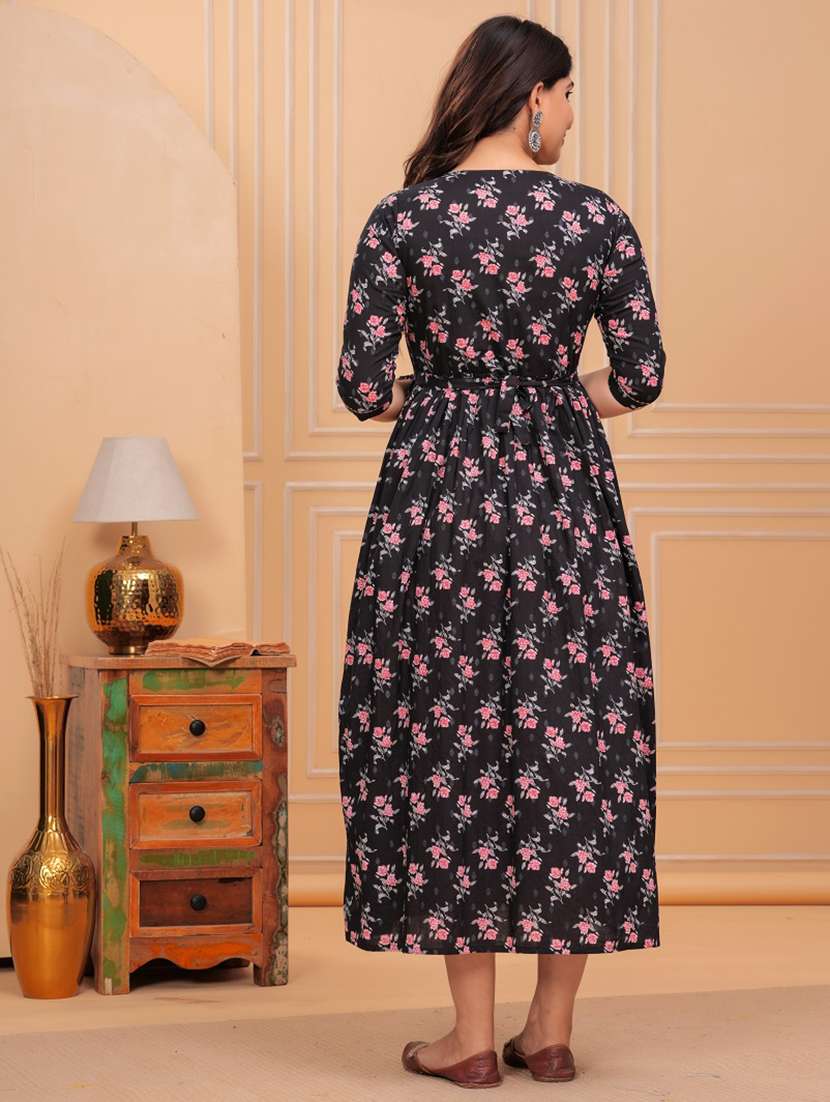 women floral printed round neck maternity dress - 21748302 -  Standard Image - 2