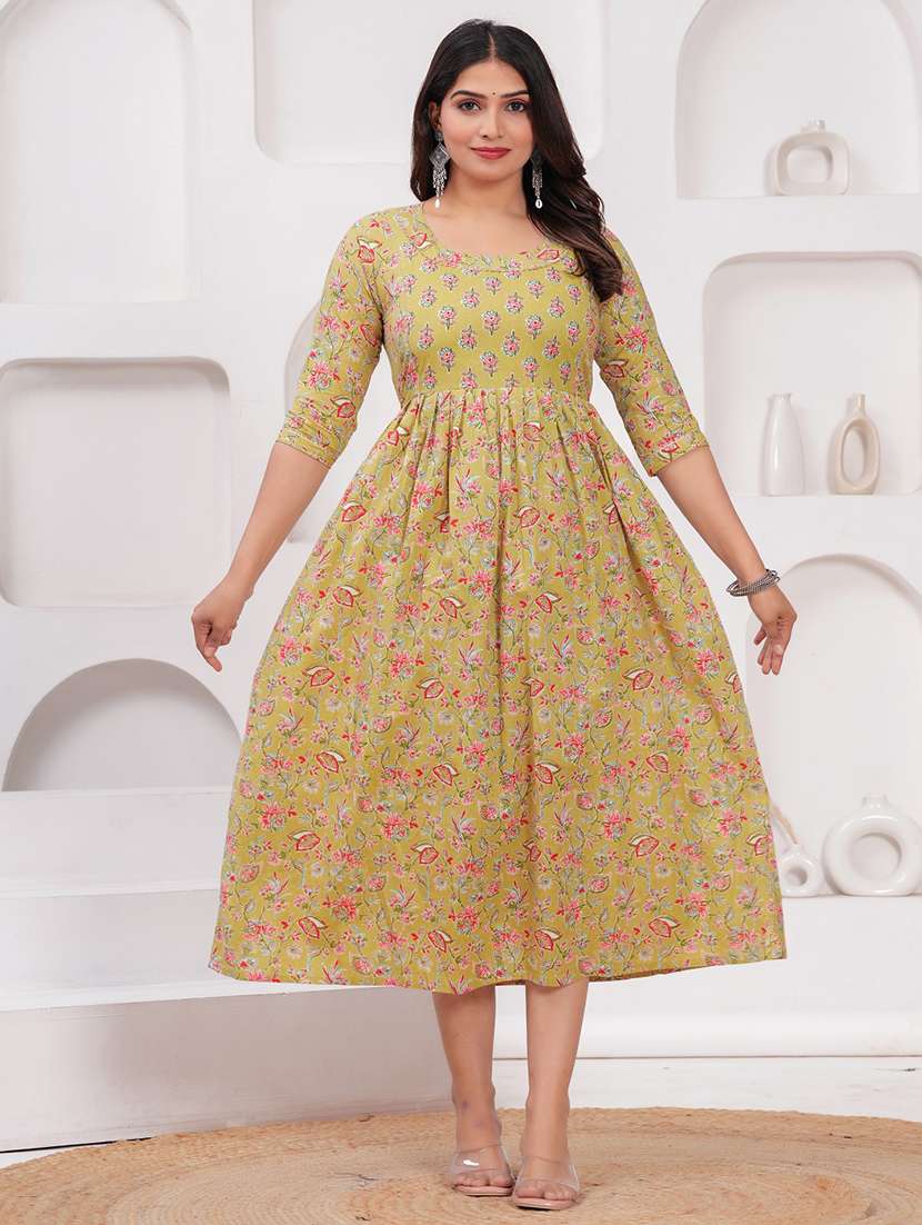 women floral printed round neck maternity dress