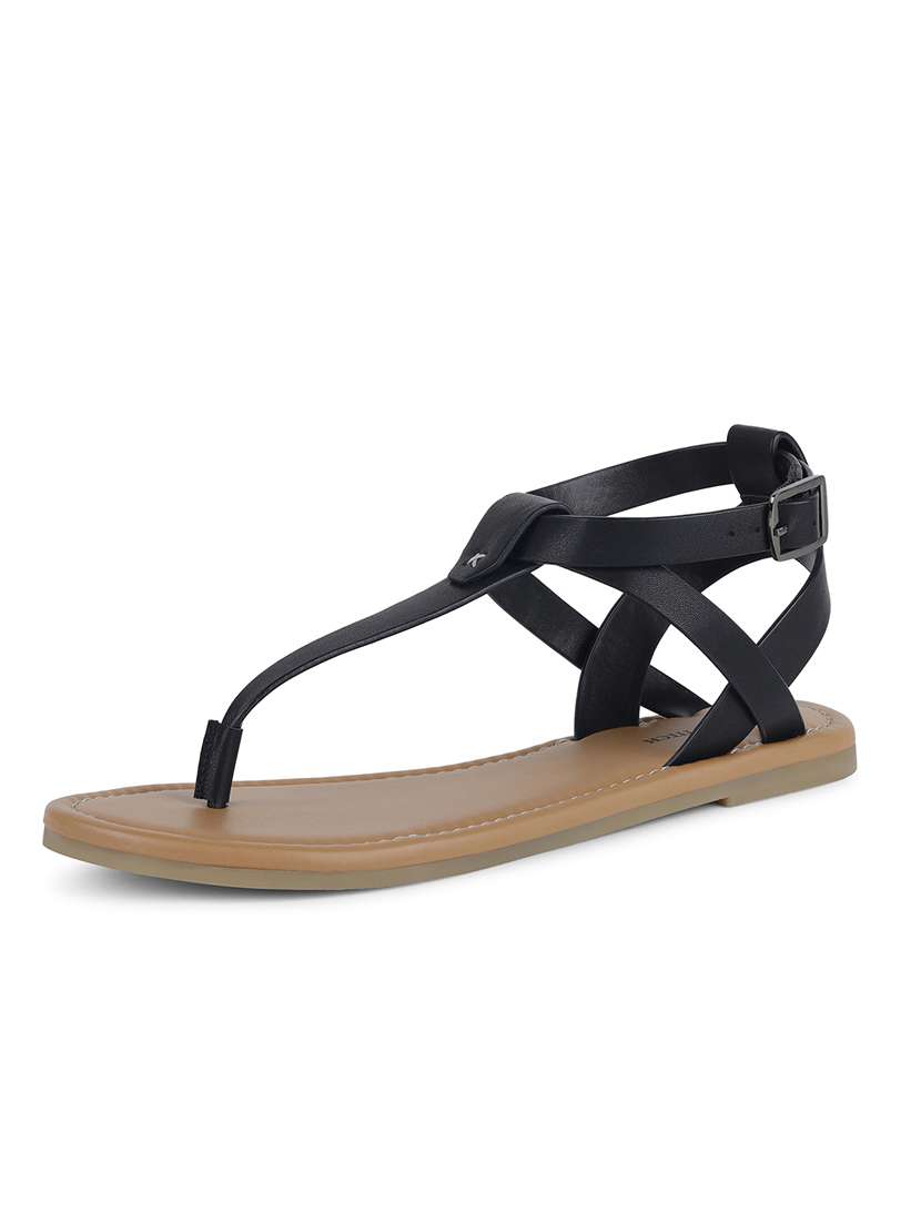 women solid t-strap sandals - 21748343 -  Standard Image - 2
