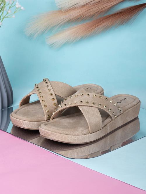 women beige slip on sandal - 21748346 - Standard Image - 0