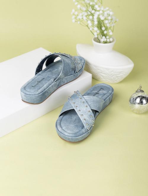 women blue slip on sandals - 21748347 -  Standard Image - 0