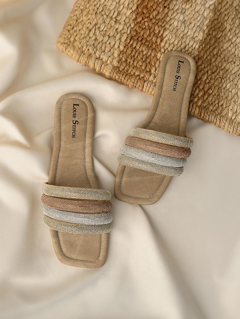 women gold slip on sandal - 21748353 - Zoom Image - 0