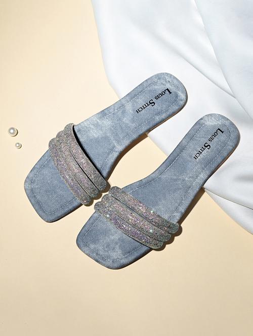 women blue slip on sandal - 21748356 -  Standard Image - 0