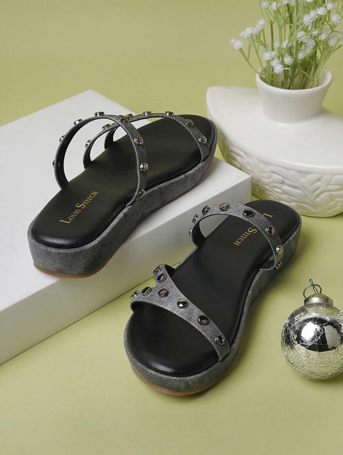 women black slip on sandals - 21748361 -  Standard Image - 0