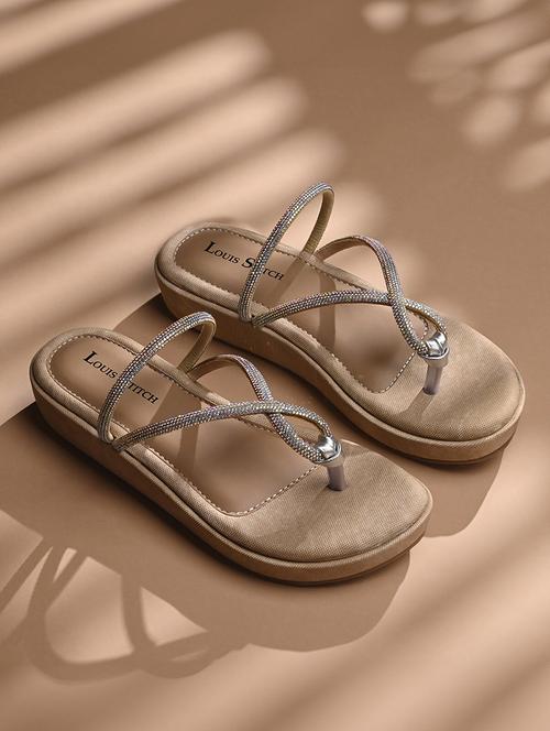 women beige slip on sandal - 21748395 - Standard Image - 0