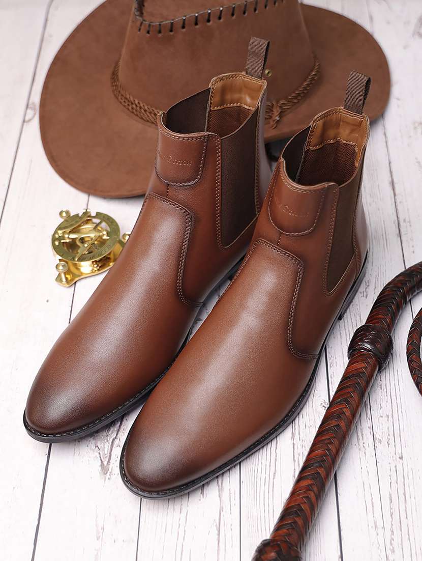 men solid slip on boots