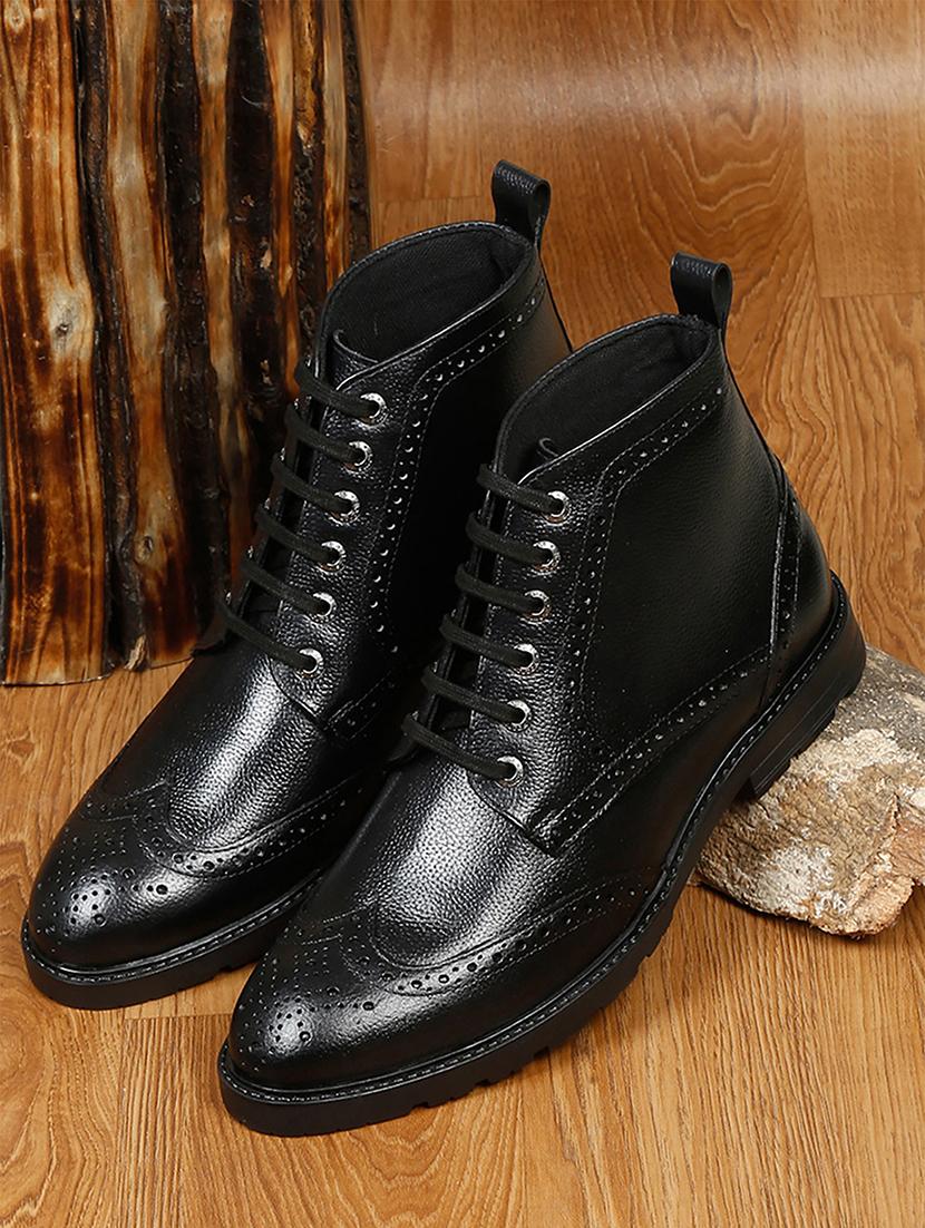 men solid lace up bootsq - 21748420 - Zoom Image - 0