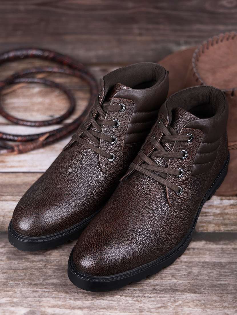 men solid lace up boots