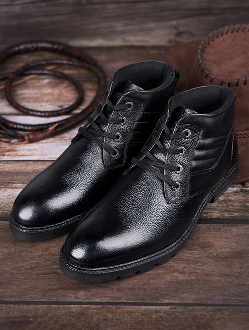 men solid lace up boots - 21748426 - Standard Image - 0
