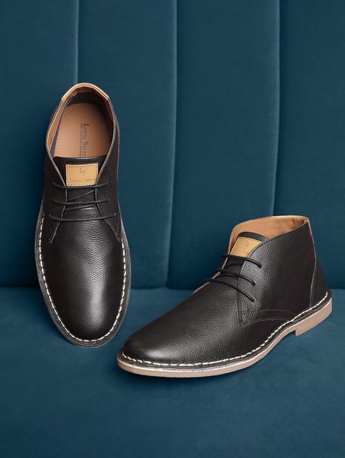 men solid lace up boots - 21748430 - Standard Image - 0