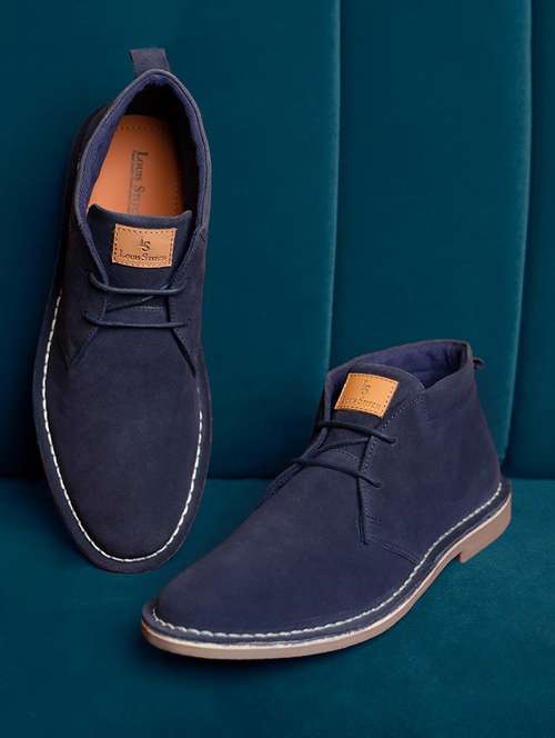 blue italian suede leather british stitch down chukka boots - 21748439 - Standard Image - 0