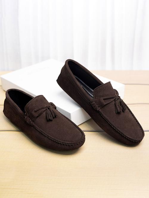 men solid slip on tassel detailed loafers - 21748516 -  Standard Image - 0