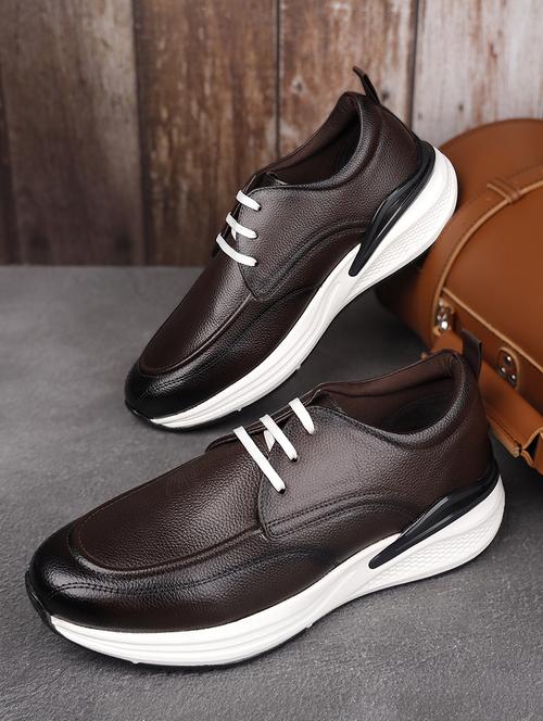 men solid lace up casual shoes - 21748560 - Standard Image - 0