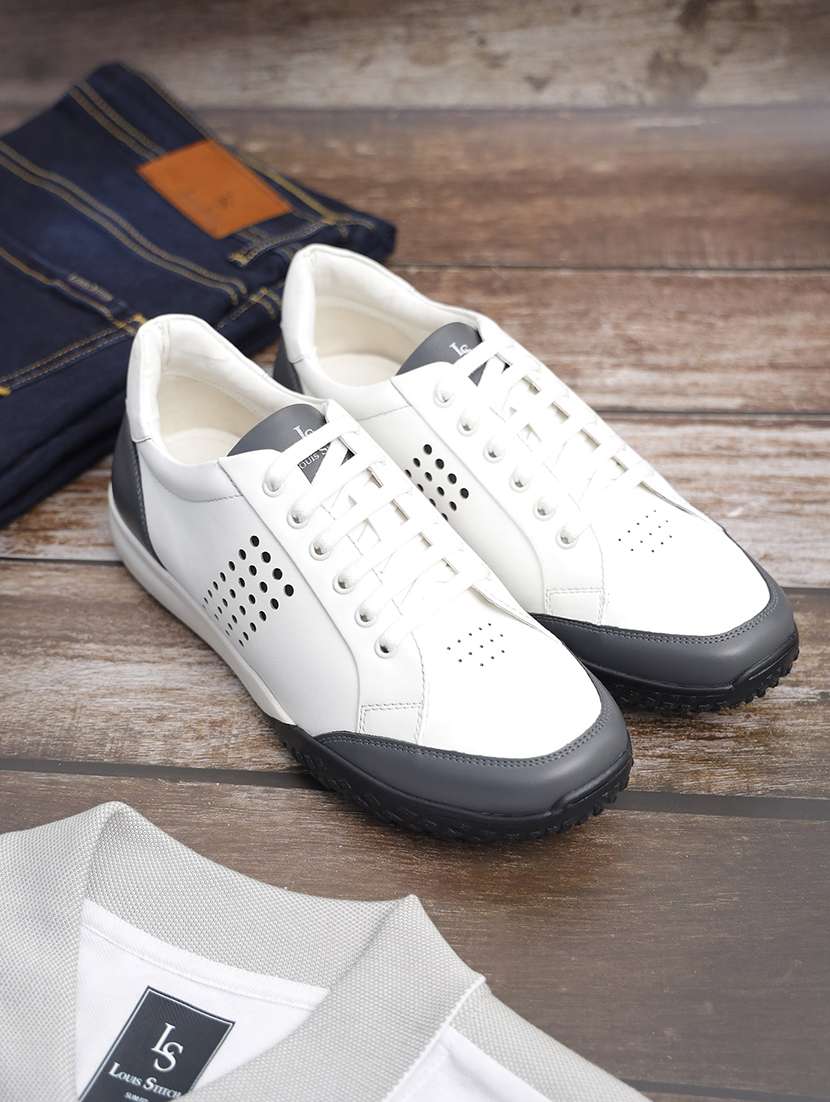 white lace up sneakers