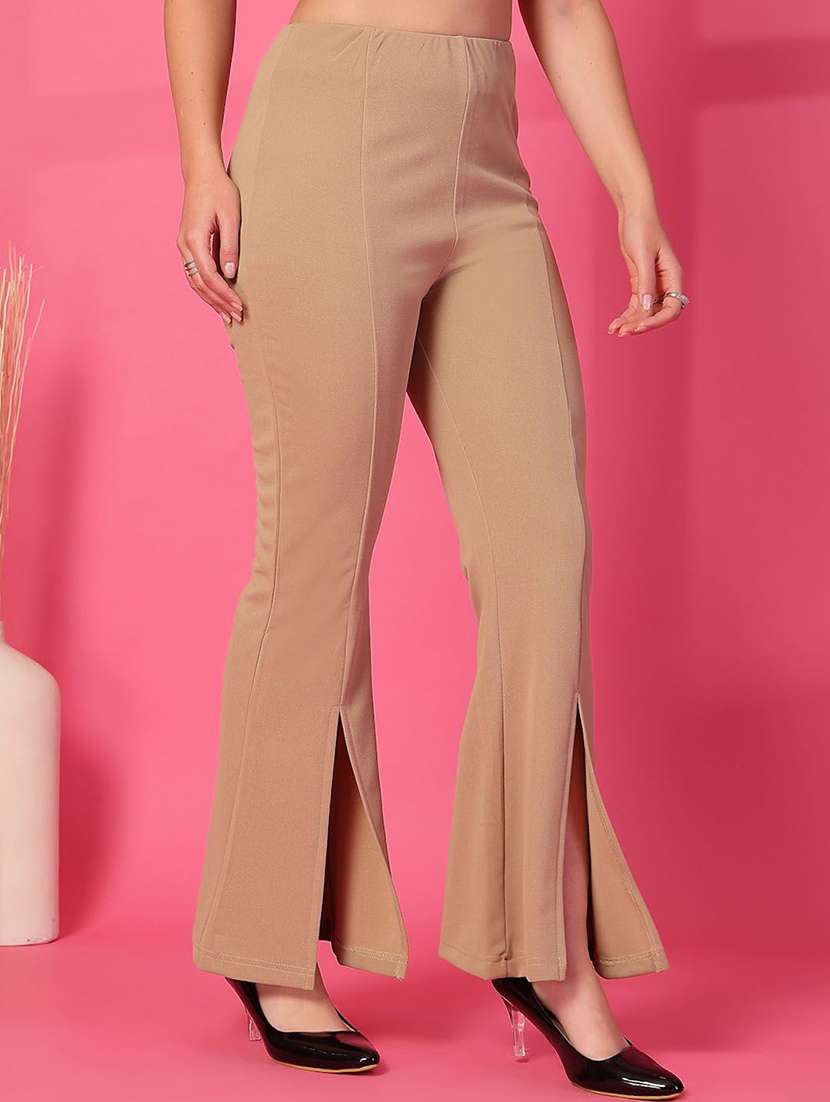 women solid high rise bootcut trouser - 21748630 -  Standard Image - 2