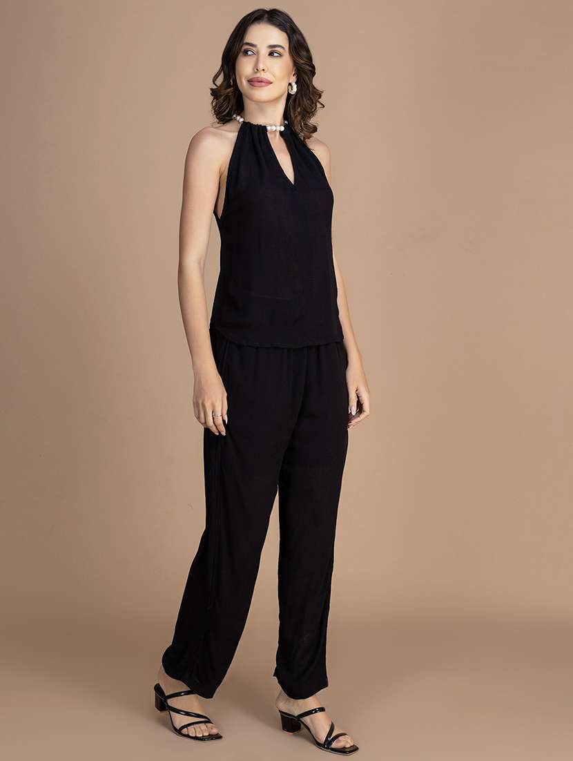 women solid top and trouser co-ord set - 21748643 -  Standard Image - 2