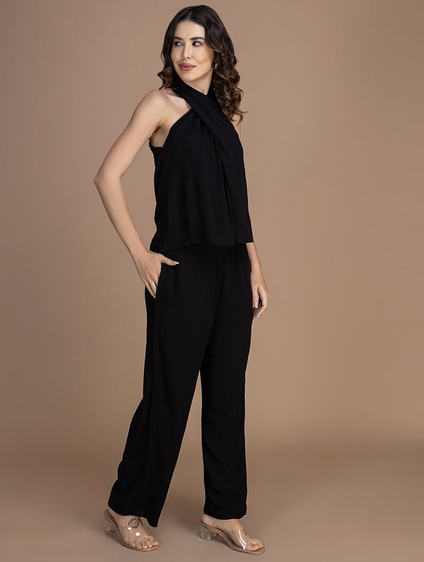 women solid top and trouser co-ord set - 21748644 - Standard Image - 2