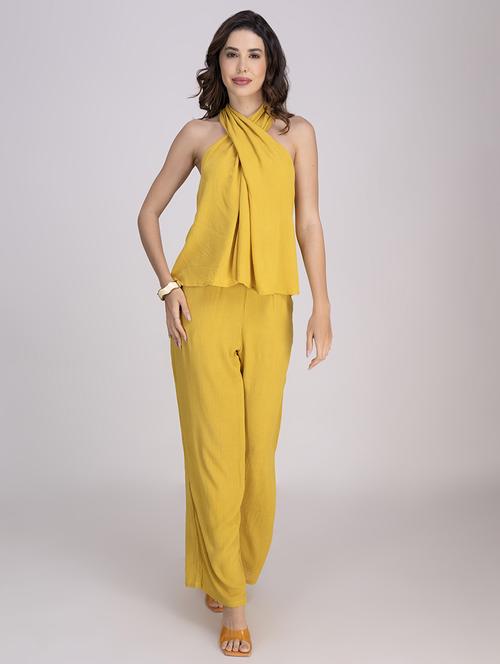 women solid top and trouser co-ord set - 21748646 -  Standard Image - 0