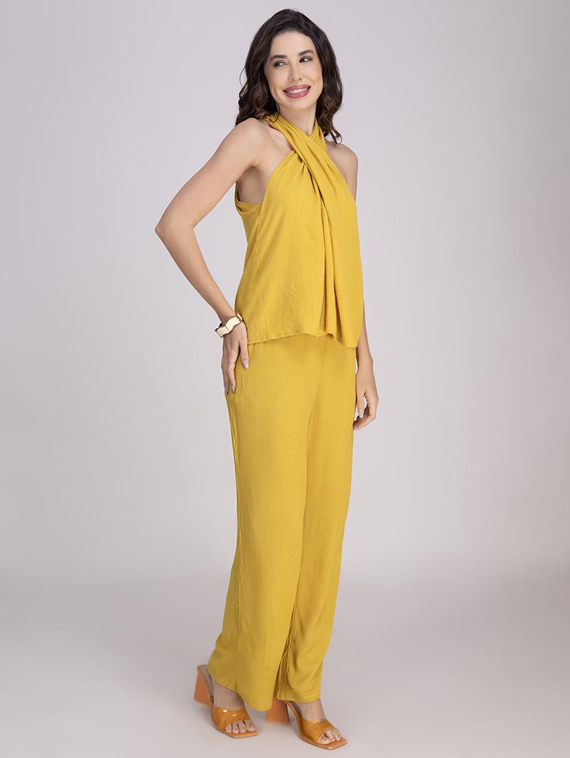 women solid top and trouser co-ord set - 21748646 - Standard Image - 2
