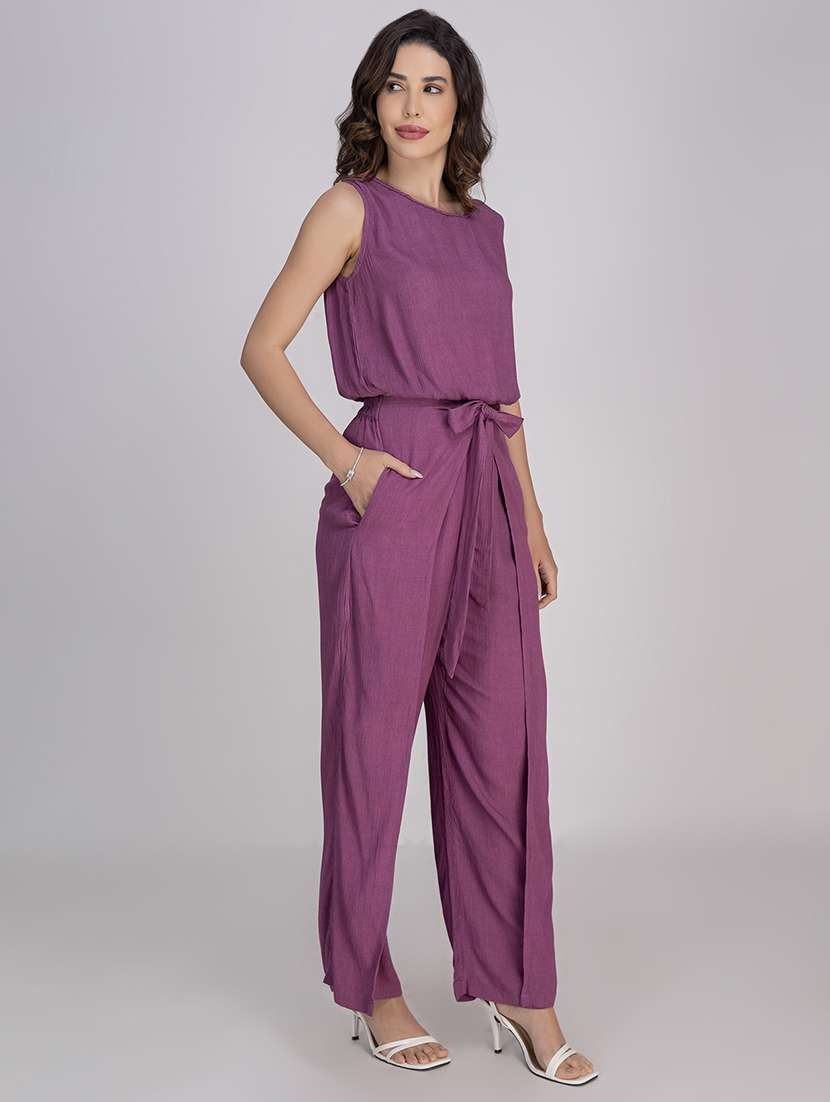 women solid top and trouser co-ord set - 21748647 -  Standard Image - 2