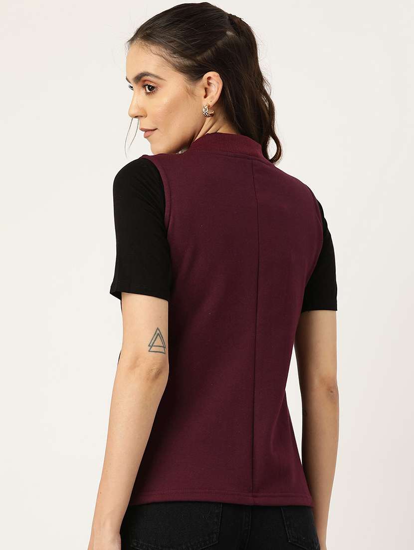 women solid sleeveless regular jacket - 21748669 - Standard Image - 2