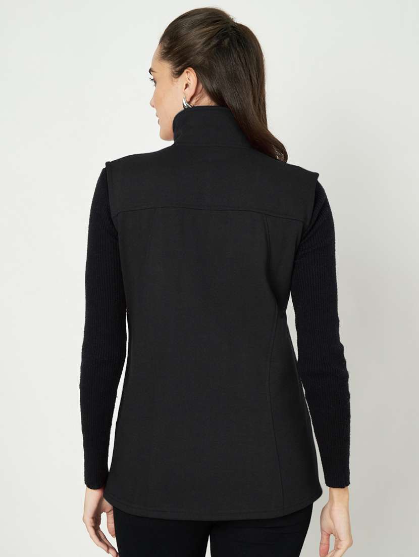 women solid sleeveeless regular jacket - 21748671 -  Standard Image - 2